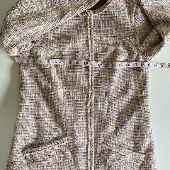 Long tall Sally Tweed Fringed Lavender Jacket Sz 6-8 - Picture 9 of 15